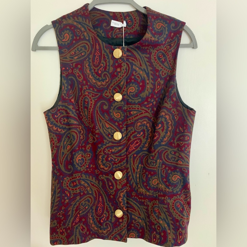 Rosetta Getty Tailored Sleeveless Button-down Tapestry Top Sz Large - NWT